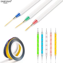 Набор кистей для нейл-арта и 5 шт СТРИППИНГ Ленточные линии инструменты для маникюра акриловая ручка для рисования