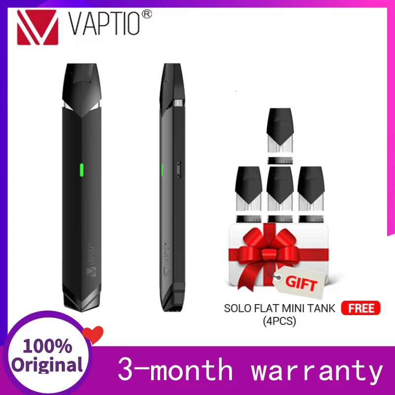 Vape Pod портативная система Vaptio Solo плоский мини комплект с верхним наполнением многоразового использования 1,0 мл 12 Вт 260 мАч комплект для