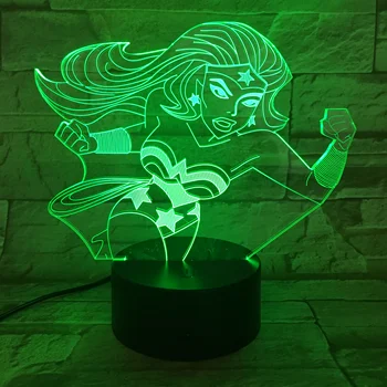 

Wonder Woman 3D Lamp 7 Color Led Night Lamps For Kids Touch Led Usb Table Lampara Lampe Baby Sleeping Nightlight Led 789