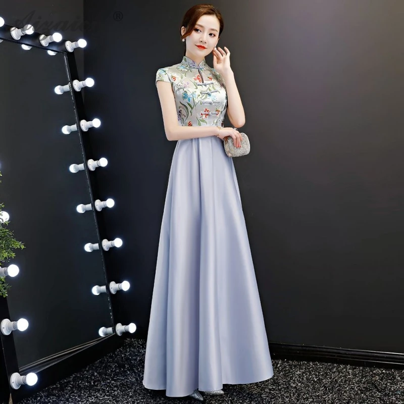Современная вышивка Cheongsam Китайский хост платья Qi Pao Женская традиционная китайская одежда модное вечернее платье Qipao