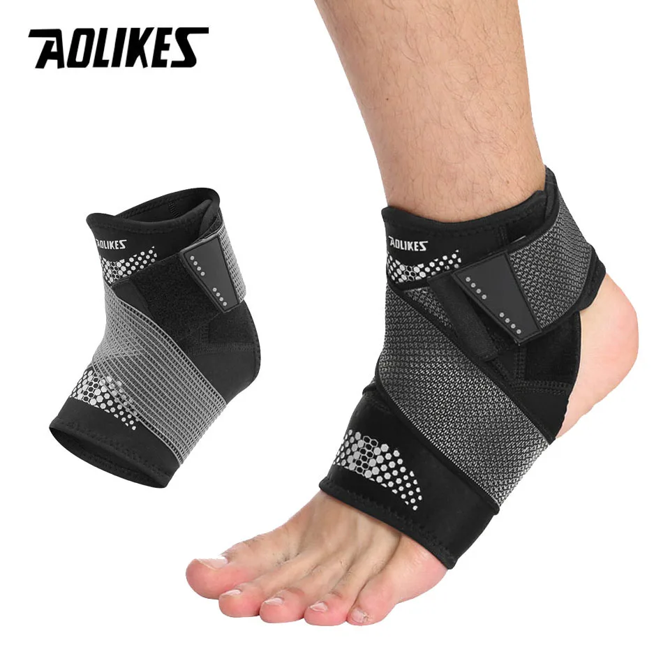 Gray AOLIKES 1 шт. спортивный фиксатор для поддержки лодыжки, регулируемый эластичный бандаж, ремень для ног, защитное снаряжение для тренажерного зала, фитнеса - Цвет: Gray