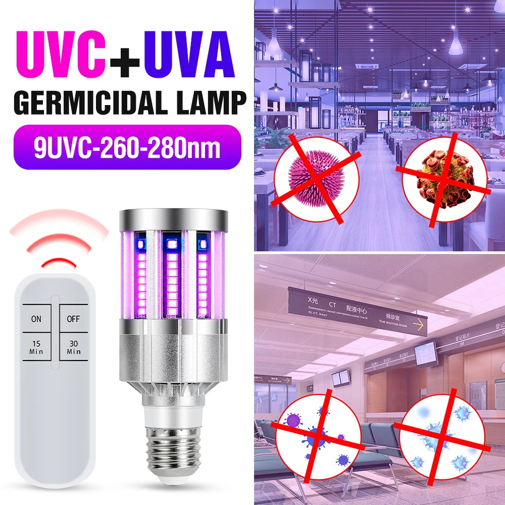 

9 18 Leds UVC Germicidal Lamp Led 220V Esterilizador Ultravioleta Bulb E27 Led UV Disinfecting Light Sterlizer 110V Ozono Lamp