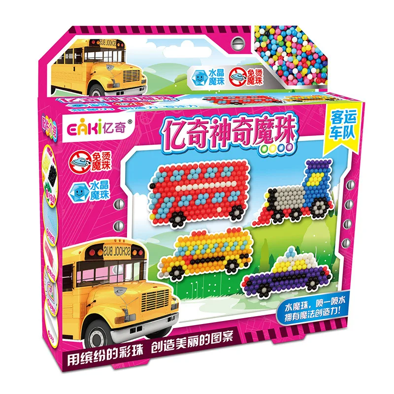 EAKI DIYMagic Kids Bean Puzzle Игрушка водорастворимый ручной работы из бисера Обучающие трехмерные магические бусины серия дорожного движения классическая игрушка и слайм