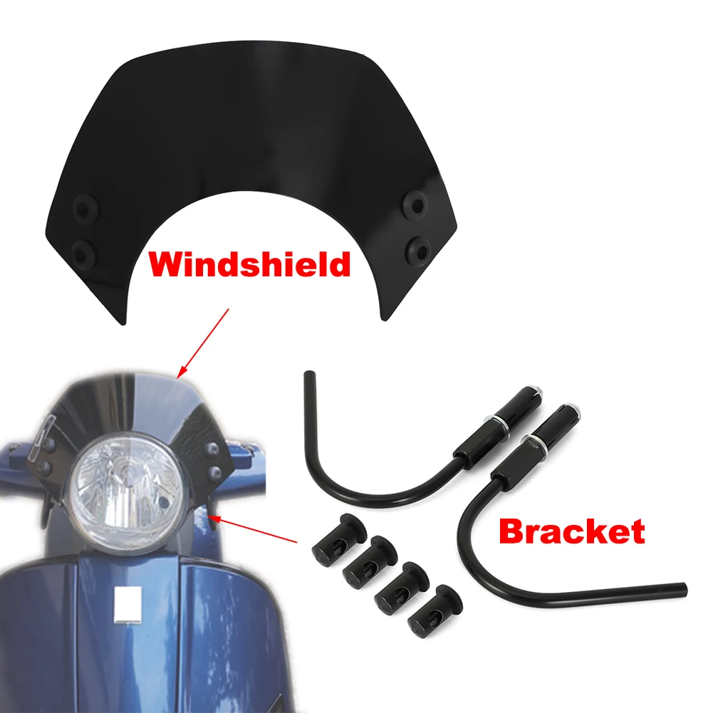 Windshield For GTS 125 200 300 GTS300 GTV300 GTS125 Scooter Windscreen Bracket Set Black Flyscreen Deflector license plate bracket