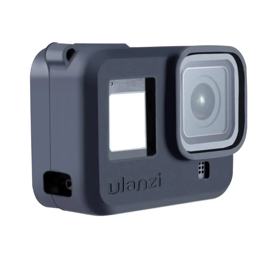 Силиконовый защитный чехол-рамка для GoPro Hero 8, черный корпус для спортивной камеры, аксессуары с ремешком на запястье