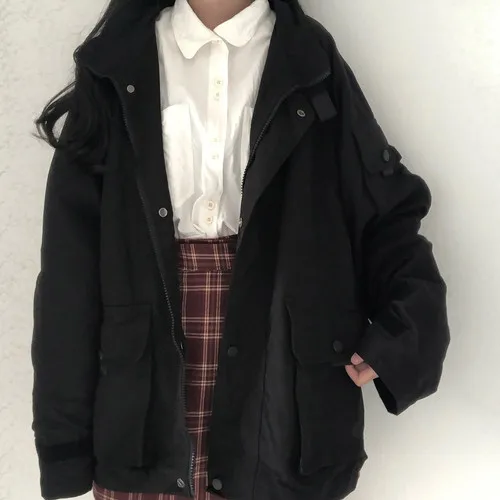 regular black Neploe Harajuku, утолщенная Женская Куртка карго, Осень-зима, корейское пальто большого размера,, средней длины, BF, стиль сафари, верхняя одежда, 55763 - Цвет: regular black