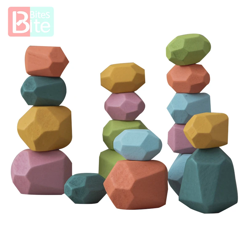 Деревянная детская игрушка jinga строительный блок цветной камень креативные