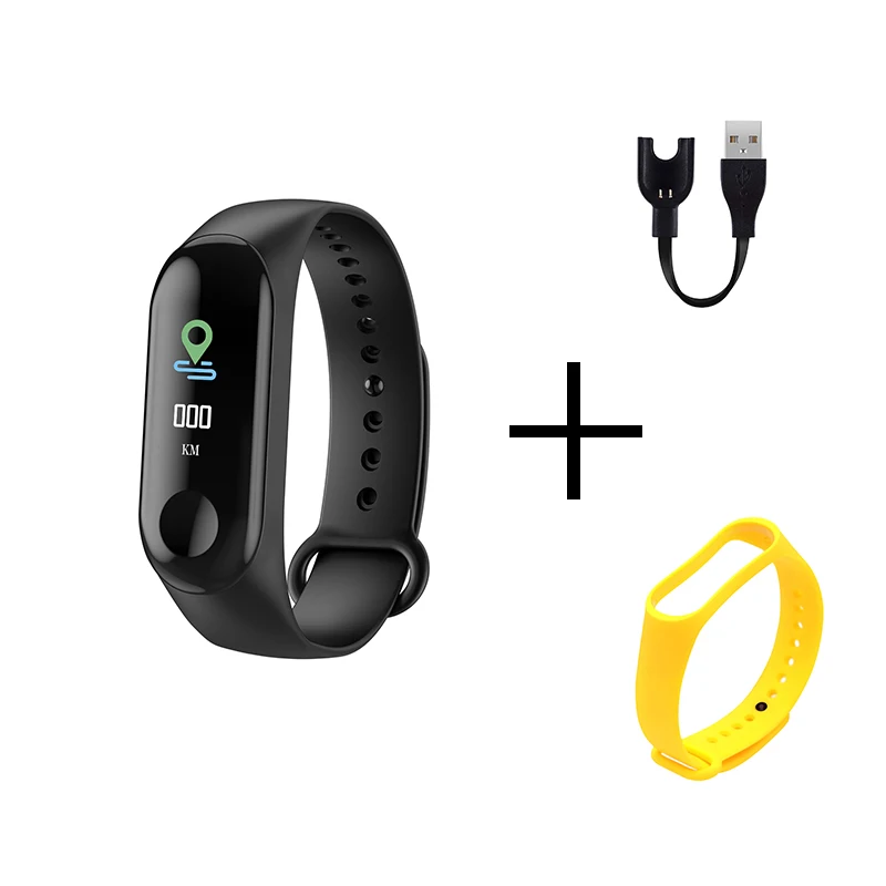 M3 умный браслет Здоровый Спорт бег ходьба браслет для мужчин женщин Смарт часы монитор Bluetooth IP67 водонепроницаемый - Цвет: Black Yellow
