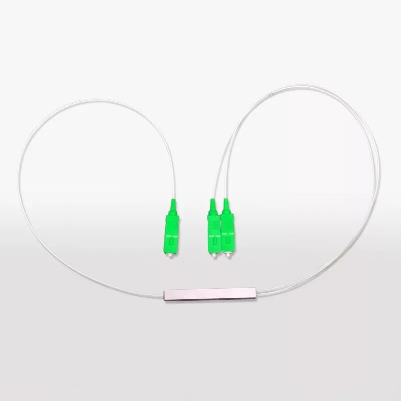 Divisor PLC de fibra óptica SC 1: 2, minitubo de acero Tipo 1x2 de 0,9mm, divisor de fibra óptica, conector SC/APC, 5 unids/lote