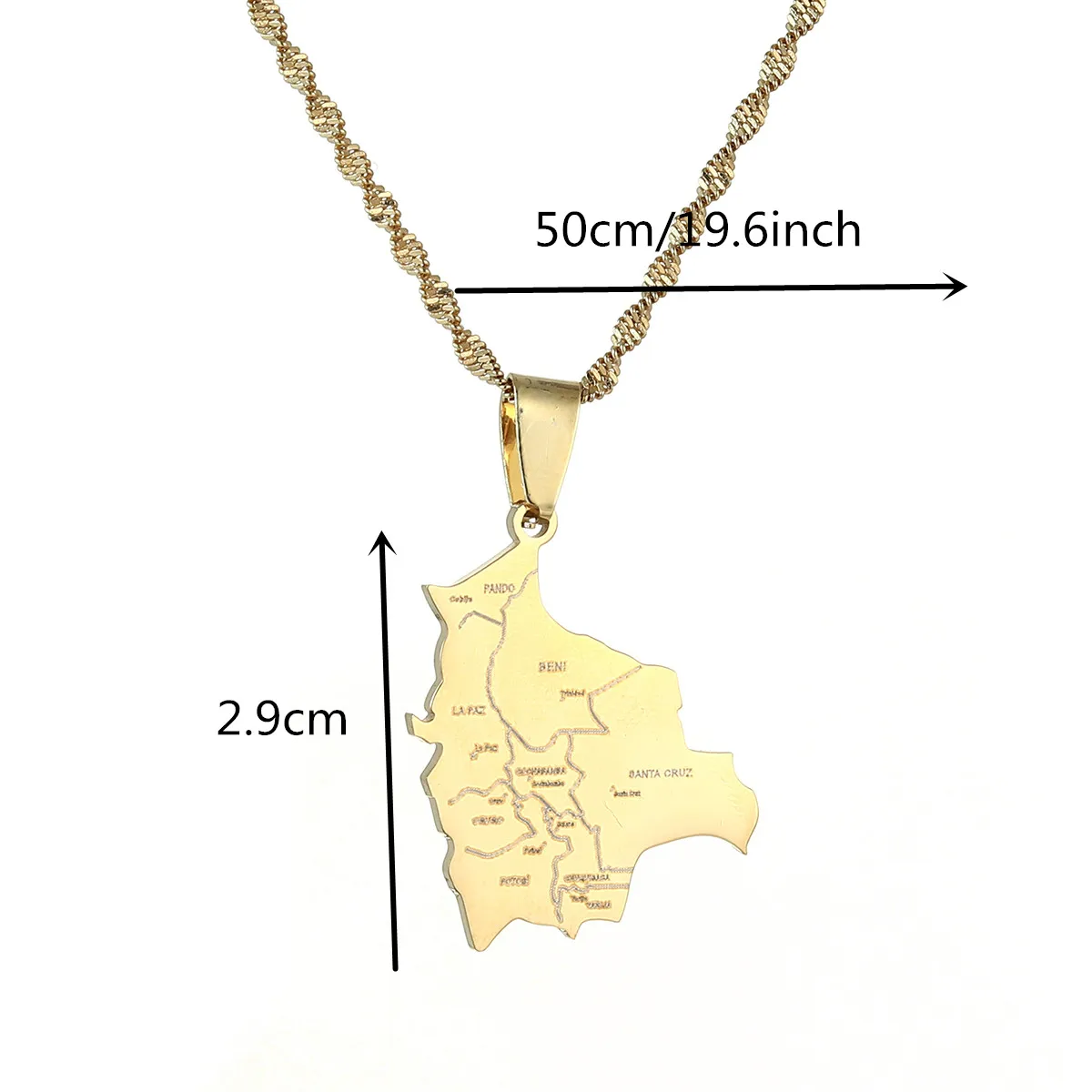 Bolivia Map Country Cities Name Pendant Necklaces for Women Bolivians Jewelry 2