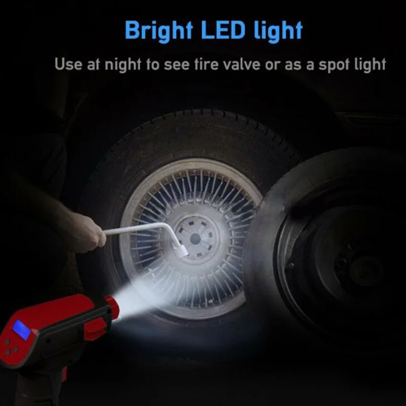 

1 Set Digital LCD Air Compressor Cordless Electric Inflator Car Tire Pump Kit