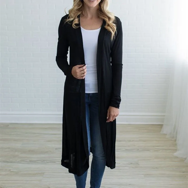 

2019 Female Casual Knitted Long Cardigan Long Open Front Hanging Long Sleeve Sweater Warm Women Cardigan chaquetas mujer Femme