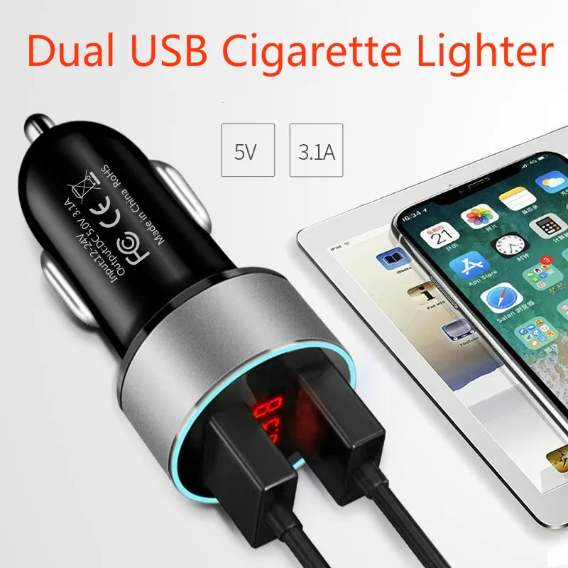 5V-3.1A двойной USB прикуриватель 2 порта ЖК-дисплей 12-24 В Fastcar power автомобильный Стайлинг для быстрой зарядки автомобильное зарядное устройство адаптер