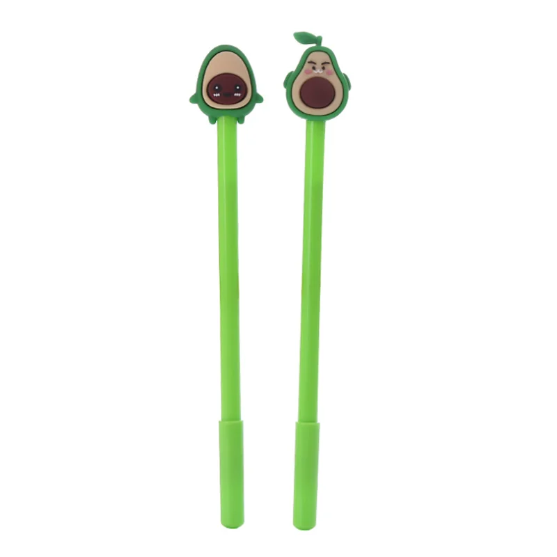 2pcs Kawaii Avocado Gel Pen 0.5mm Cute Stationery Creative Exam Writing Black Signature Markers Office School Supplies Ballpoint