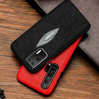 

Genuine Pearl gourami Leather Phone case for HUAWEI P30 Lite P20 p40 Pro Mate 20 30 Lite cover For Honor 20 Pro 9 10 20i 8X 9X