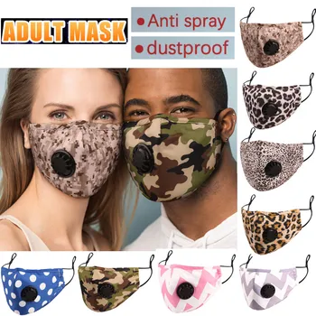 

Fashion Camouflage Leopard Print Face Mask Dustproof Windproof Mouth Mask Breathable Valve Cotton Mask Reusable Washable Masque