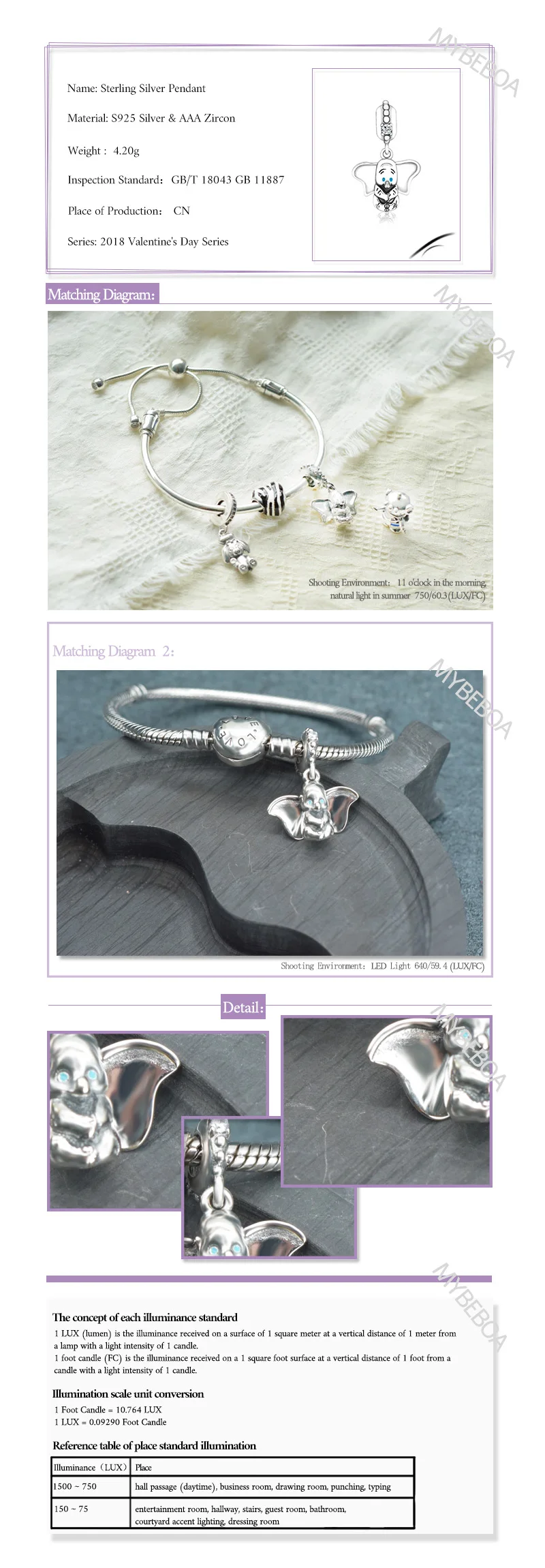 Классические серебряные бусины 925 пробы, подвески Dumbo, подходят для оригинальных браслетов Pandora, ожерелья для женщин, ювелирные изделия DIY