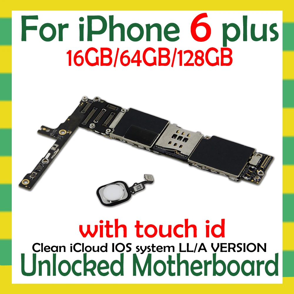 Оригинальная разблокированная материнская плата для iphone 6 plus p Clean icloud с Touch ID 16 Гб