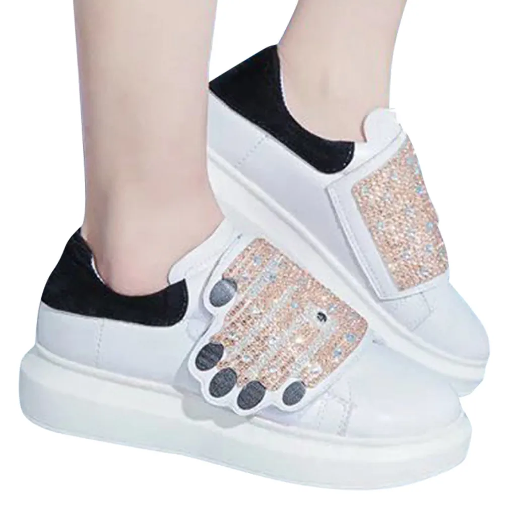 Модные спортивные кеды; женская повседневная обувь со стразами; женские кроссовки на плоской подошве; женская обувь белого цвета с кристаллами;# YL5