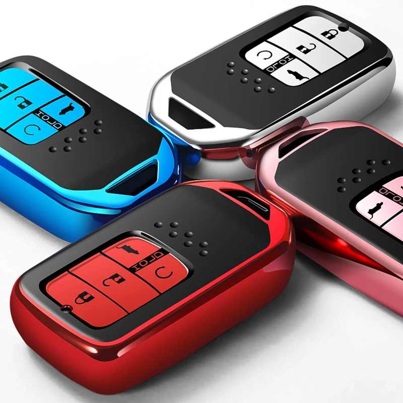 1PCS High Quality Chrome TPU Car Key Case Cover Bag fit for Honda All Models Shell Protector Chains Auto Accessories | Автомобили и