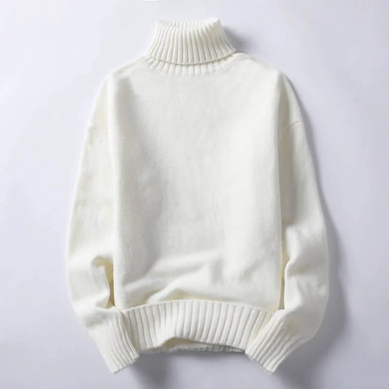 

Turn-over turtleneck sweater men thicken Korean youth pure white self-cultivation turtleneck sweater base shirt plus velvet topl