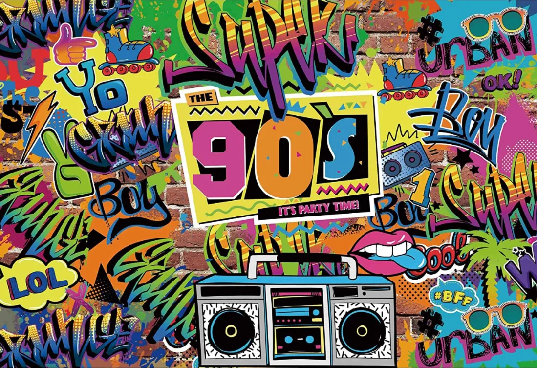 90s Theme Party Backdrop Hip Hop Rock Punk Music Graffiti Brick Wall Retro  Radio Photography Background Banner Decoration - Backgrounds - AliExpress