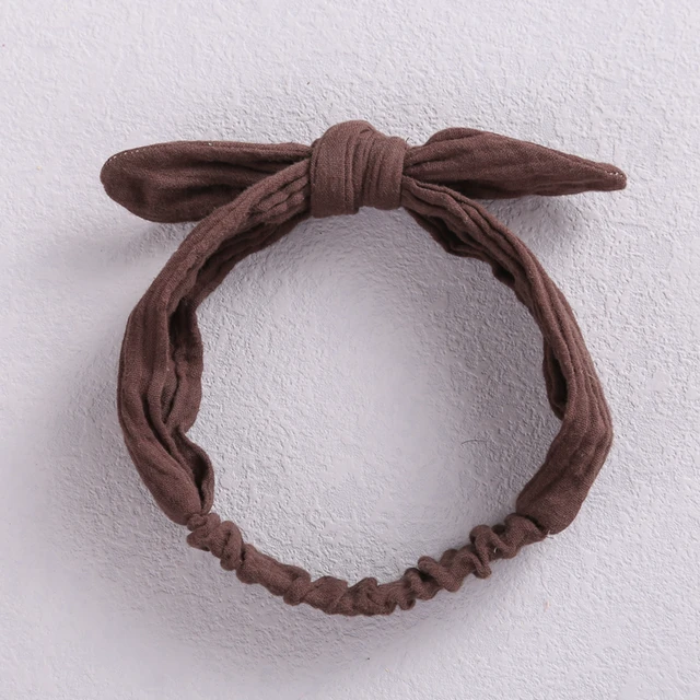 Baby Elastic Hair Bands Girl Headband Cotton Linen Kids Headwear Knot Hair Accessories Toddler Rabbit Ear Turban Playa Ties Soft 18