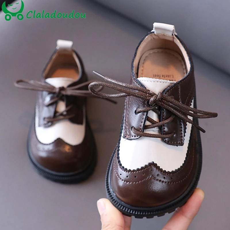 Kid Fashion leather boys formal shoes party wedding retro bullock