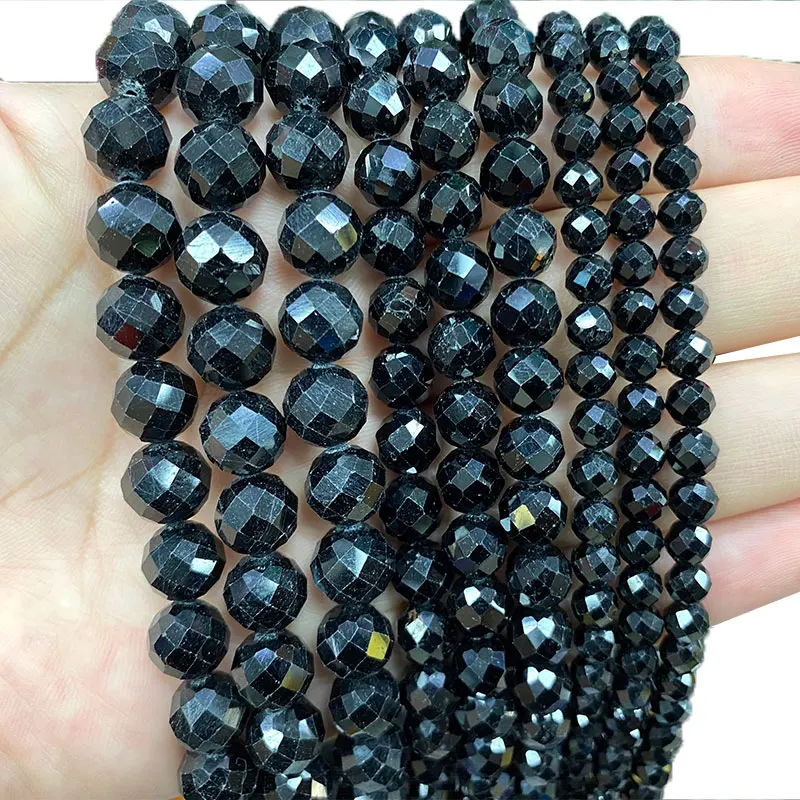 Natural Black Tourmaline Round Beads