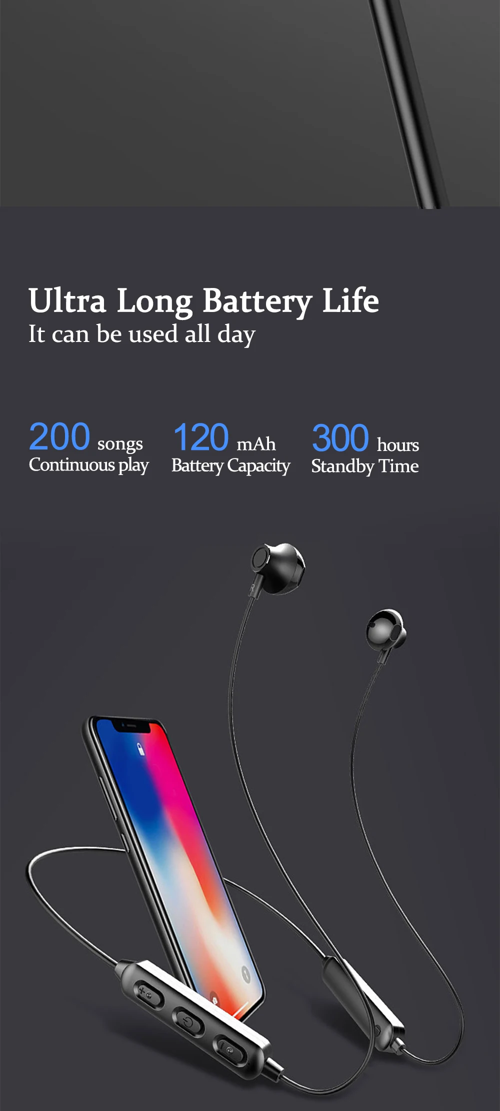 Neck-Style Magnetic Wireless Bluetooth 5.0 Earphones Stereo Sports Headset Handsfree Earbuds Headphones With Mic For All Phones