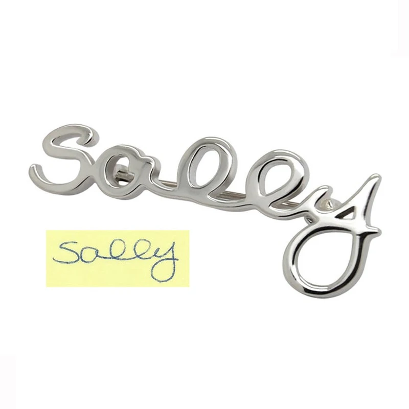 Personalized Custom Handwriting Brooch For Women/Men Rose Gold Silver Stainless Steel Brooch Signature Jewelry Accessories Gifts
