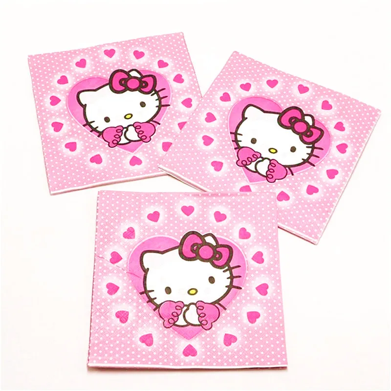 Скатерть принцессы hello kitty для девочек, подарочный набор для дня рождения, тарелка и чашка для вечеринки, маска для душа, одноразовые наборы посуды