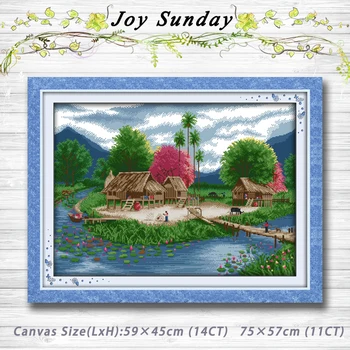 

Spring lakeside Counted Cross Stitch Sets scenery Cross Stitch 11CT 14CT Cross Stitch Kits Embroidery Needlework Home decor