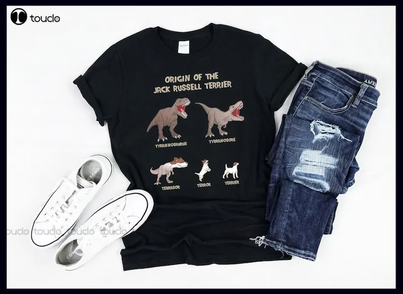 Origine Del Jack Russell Terrier Divertente Dog Evolution Jrt History Dogs Meme T-Shirt Top Mens Womens Cooling Shirts