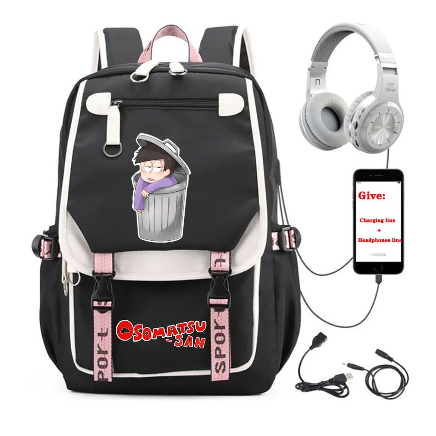 

Рюкзак аниме Osomatsu San, школьная сумка для учебников, дорожный рюкзак унисекс с USB-зарядкой, рюкзак для ноутбука для подростков