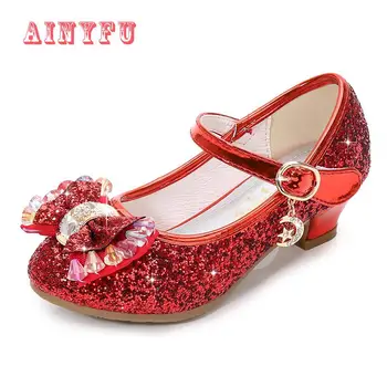 

Ainyfu New Spring Girls Leather Shoes Children Princess Shoes Girls Sequins Wedding Party Kids Dress Shoes Size 26-38 B668