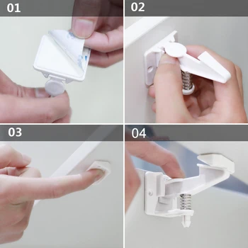

10pcs Child Guard Drawer Lock With Strong Adhesive Suitable For Drawer Corner And Door New