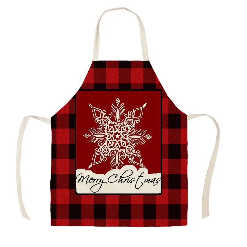 Merry Christmas Kitchen Apron Happy New Year Xmas Decor Sleeveless Cotton Linen Aprons for Men Women Home Cleaning Tools WQL902