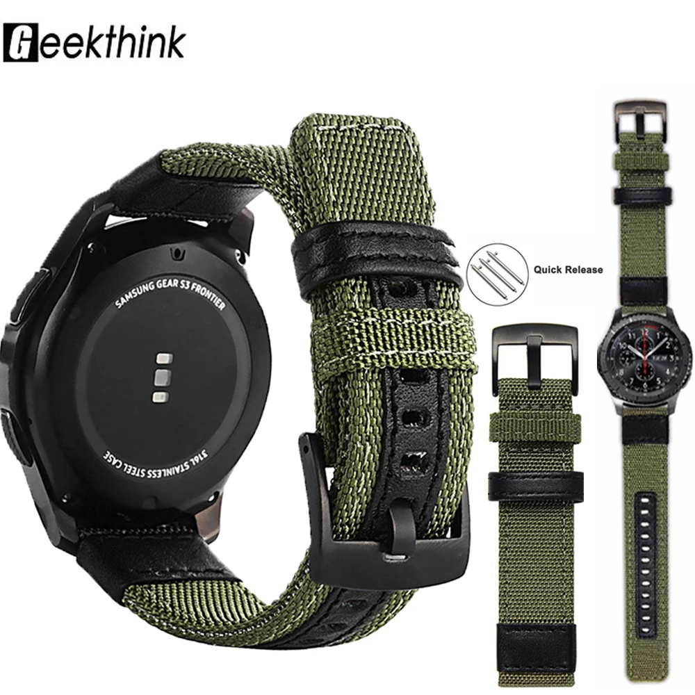 

For Samsung Gear S3 Frontier / Classic Watch nylon Fabric Band 22mm Universal Strap Quick Release Spring Pins Replacement Straps