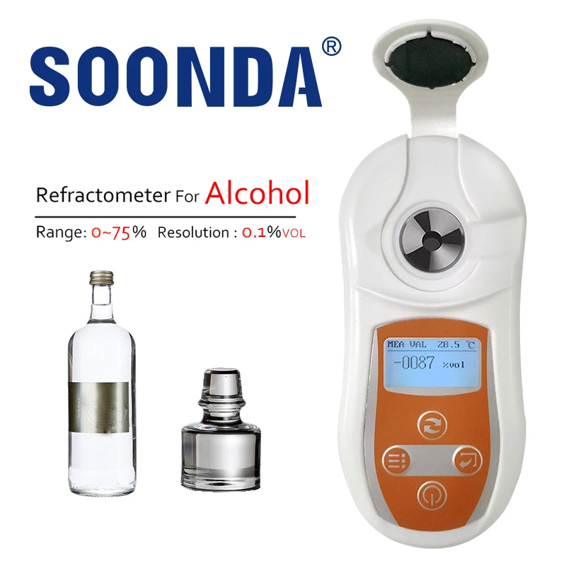 0-75%VOL Auto Alcohol Refractometer For Measure Tool 0.1%VOL Resolution Digital Hydrometer Concentration Spirits Tester | Инструменты