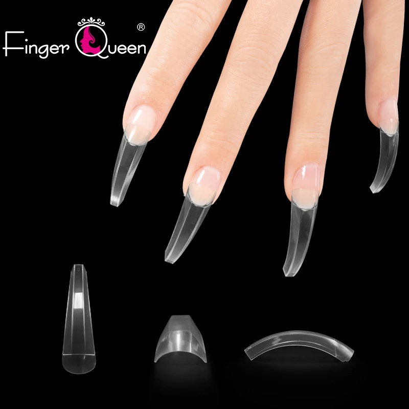 

Fingerqueen 500pcs Clear Sexy Long Ballerina Coffin Nails Tips Fake Nails Half/Full Cover Detachable Nails Art FQ-26