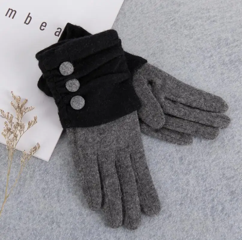 YRRETY новые зимние осенние новые модные женские перчатки с кнопками, кашемировые стеганые перчатки, теплые элегантные варежки для взрослых