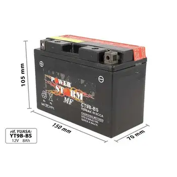 

POWER STORM CT9B-BS motorcycle battery AGM CT9B-BS YT9B-BS 12V 8Ah