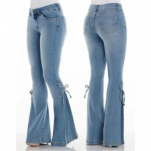 Джинсы женские с высокой талией расклешенные джинсы для мам джинсы для женщин в стиле бойфренд обтягивающие женские джинсы брюки женские черные широкие брюки для женщин большие размеры плюс женские джинсовые - Цвет: Light Blue