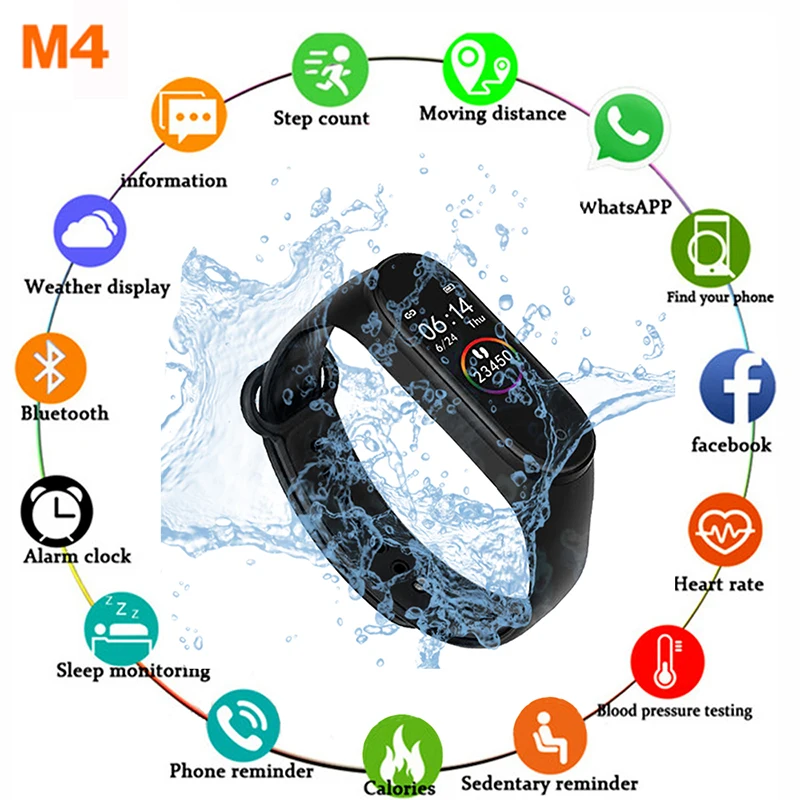 

M4 Smart Band ForiPhone Women Men Smart watch Sport Waterproof Heart Rate Blood Pressure Fitness Tracker Wristband PK MiBAND4