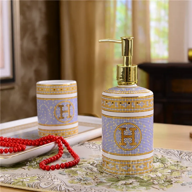Bathroom Accessories Set Ceramic Soap Dispenser