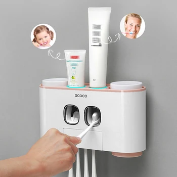 

Automatic Toothpaste Dispenser Wall Mount Magnetic Adsorption Inverted Toothbrush Holder With Cup Toothpaste Squeezer
