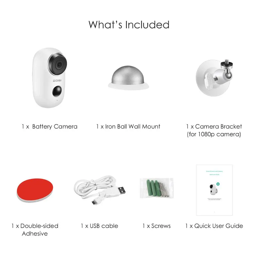 Беспроводная ip камера ZOSI с питанием от аккумулятора Wi Fi 1080P Full HD IP65 для
