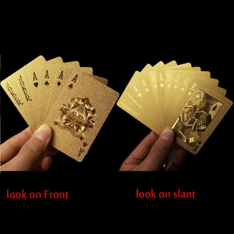 Golden Playing Cards Deck Gold foil Poker 24K Gold Plastic Waterproof Cards Practical Jokes Party gifts