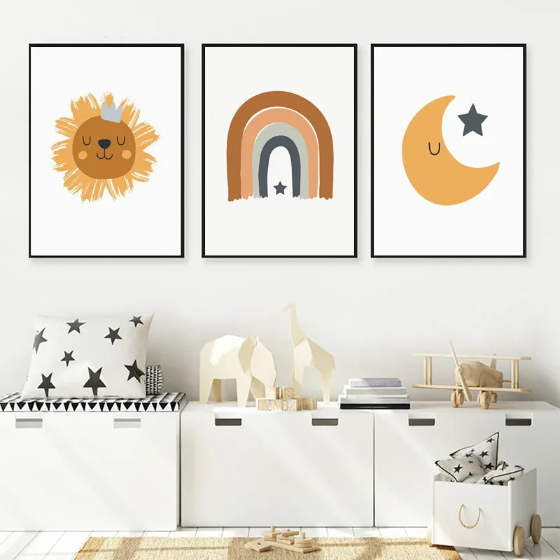 Cartoon-Anima-Sun-Stars-Posters-and-Prints-Moon-Rainbow-Canvas-Prints-Kids-Room-Wall-Art-Decoration (1)